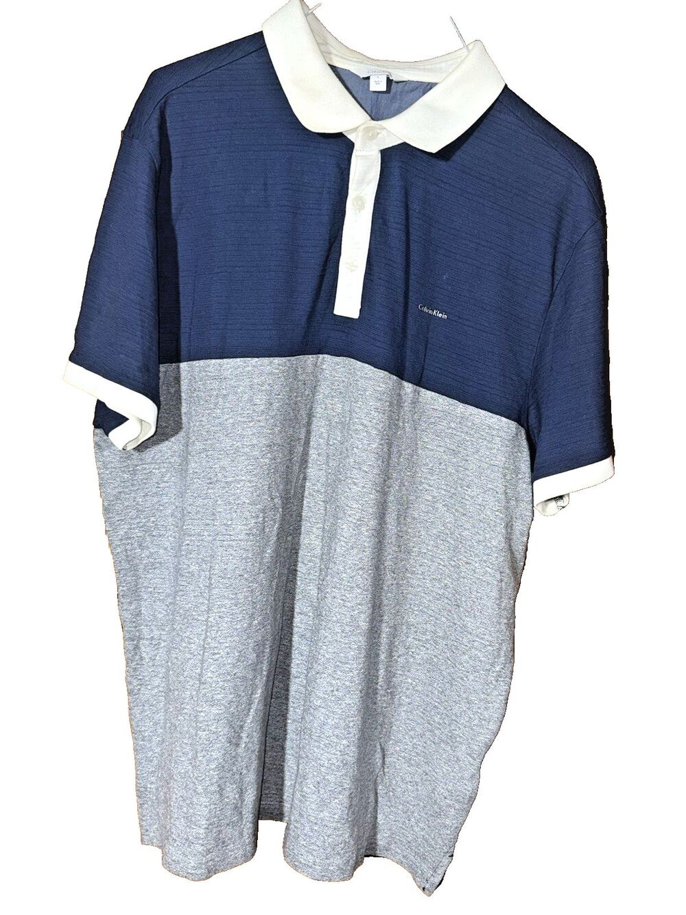 Calvin-klein Men's Navy and Grey Polo-shirts sz L